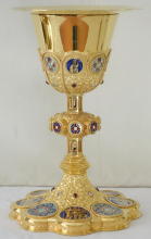 French antique solid silver gilt Gothic Chapel Set